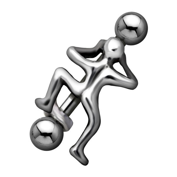 SILVER CLIMBING MAN EYEBROW BAR & SHIELD