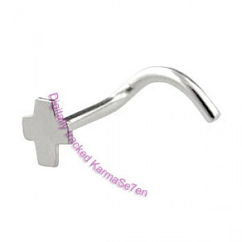 Silver Cross Nose Stud