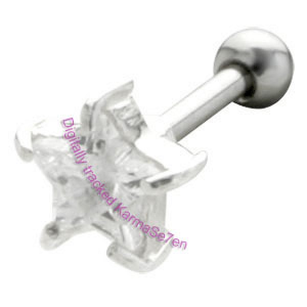 Silver Crystal Star Upper Ear Stud
