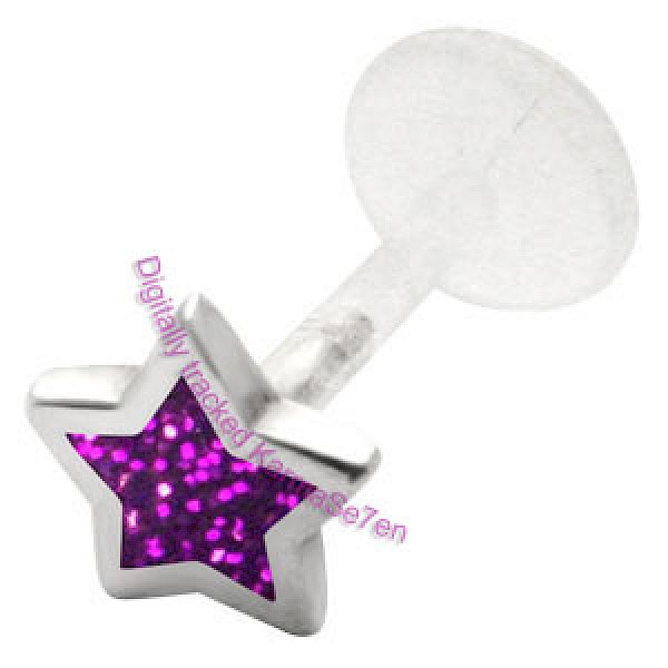 Silver Glitter Star Lip Stud - Purple