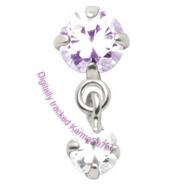 Silver Jewelled Dangling Tragus Stud - Lavender & Crystal