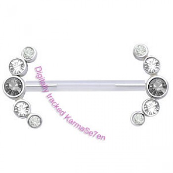 Silver Jewelled Hug Nipple Charm - Clear