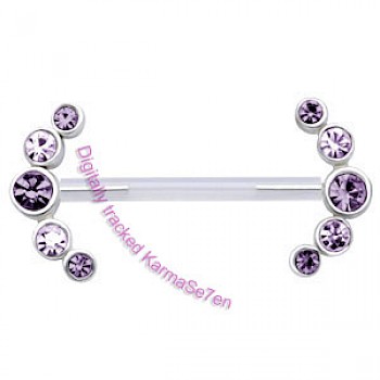 Silver Jewelled Hug Nipple Charm - Lavender