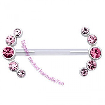 Silver Jewelled Hug Nipple Charm - Pink