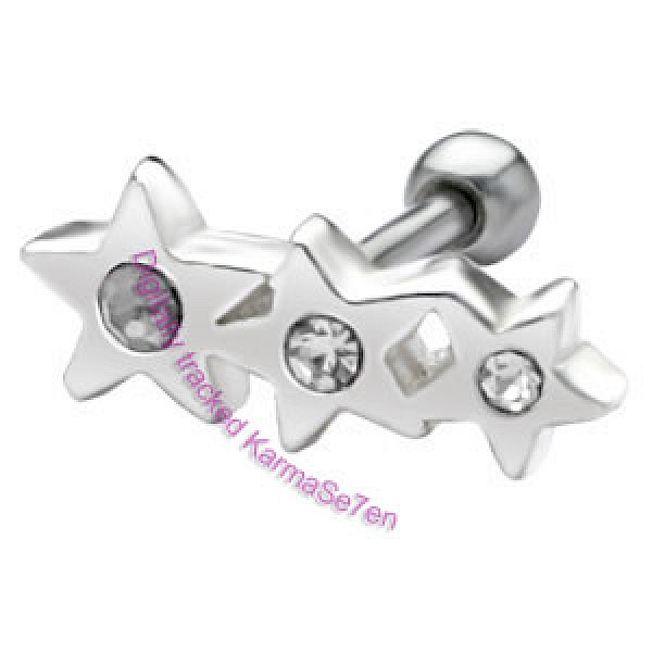 Silver Jewelled Stars Upper Ear Stud