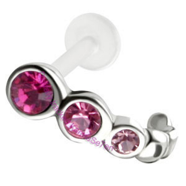 Silver Jewelled Tragus Cuff - Pink