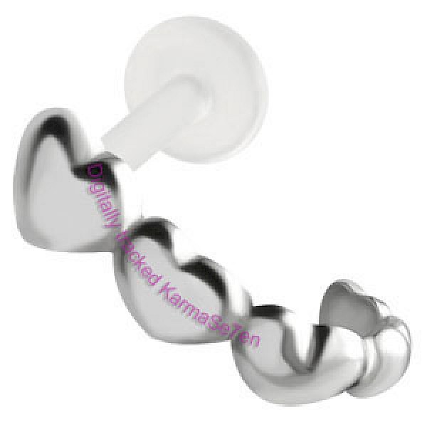 Silver Love Hearts Tragus Cuff