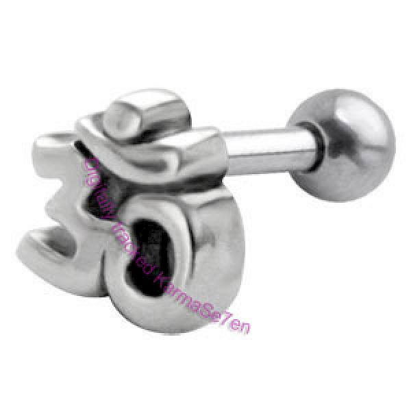Silver Om Upper Ear Stud