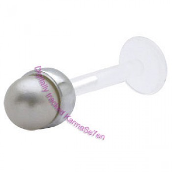 Silver Pearl Lip Stud - White