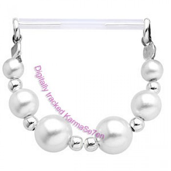 Silver Pearl Swing Nipple Charm