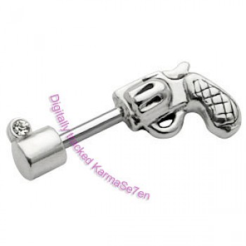 Silver Pistol Deluxe Ear Stud