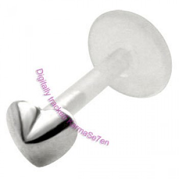Silver Puff Heart Madonna Stud