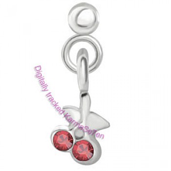 Silver Red Cherries Dangling Tragus Stud