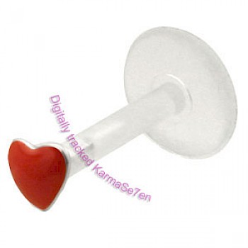 Silver Red Heart Madonna Stud
