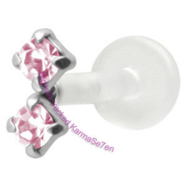 Silver Sparkler Tragus Stud - Pink