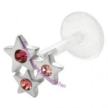 Silver Star Cluster Tragus Stud - Pink
