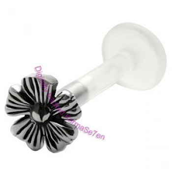 Silver Tea Rose Lip Stud