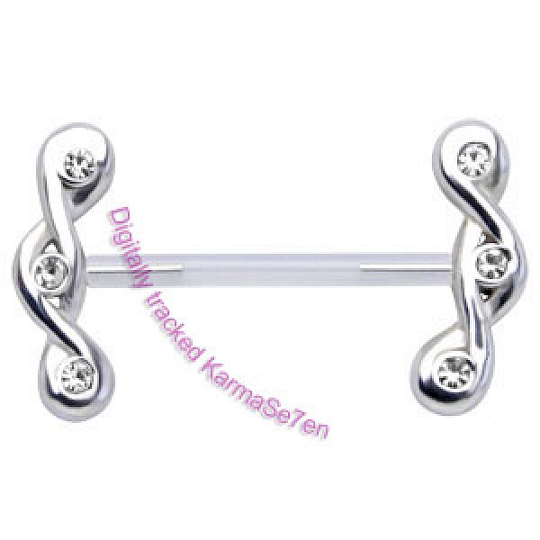 Silver Tribal Twist Nipple Charm - Clear