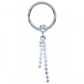 STERLING SILVER EASY-FIT TRAGUS RING - CRYSTAL RING