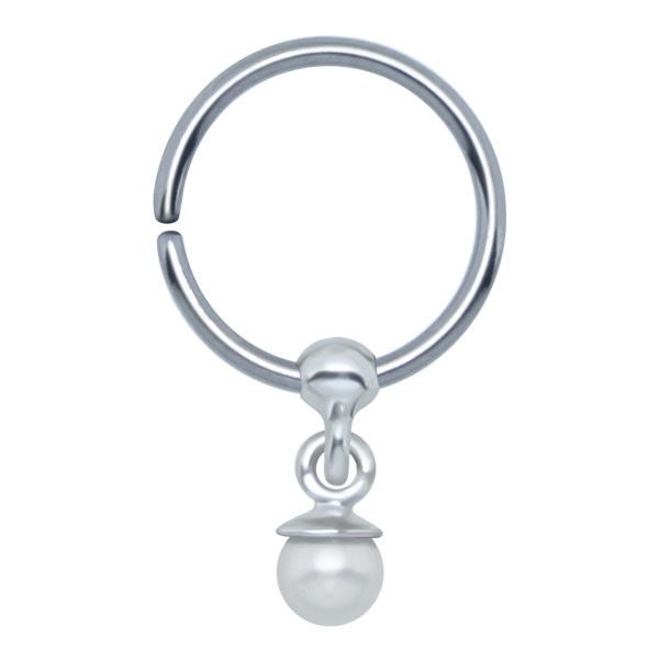 STERLING SILVER EASY-FIT TRAGUS RING - PEARL