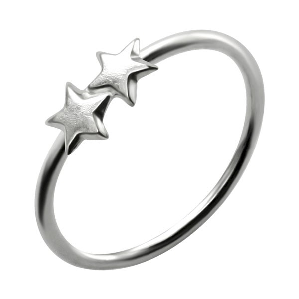 STERLING SILVER NOSE RING WITH 2 SILVER STARS