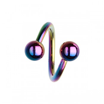 TITANIUM ANODISED BODY SPIRAL - RAINBOW - 1.2mm or 1.6mm