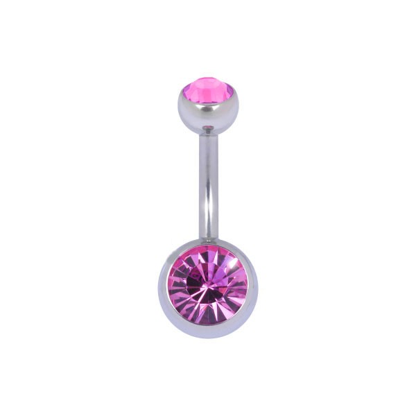 TITANIUM BELLY BAR - AQUA PINK JEWELS