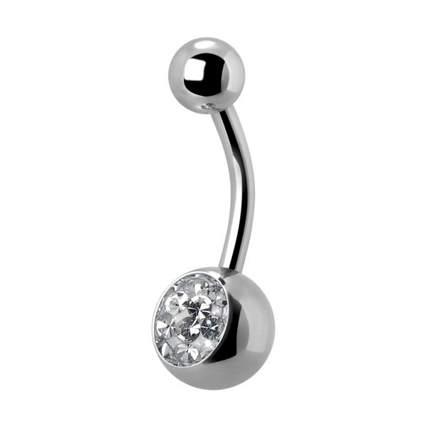TITANIUM CLEAR CLUSTER NAVEL BELLY BAR - KT-NBB-02