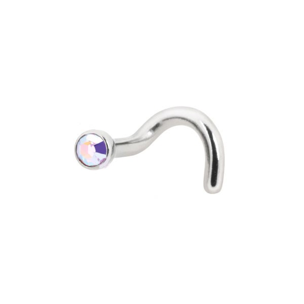TITANIUM JEWELLED NOSE STUD - AB CRYSTALS