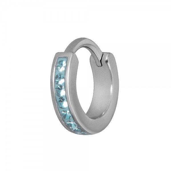 TRAGUS & HELIX CLICKER RING - AQUA BLUE CRYSTALS