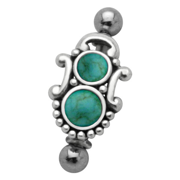 TURQUOISE & SILVER EYEBROW BAR & SHIELD