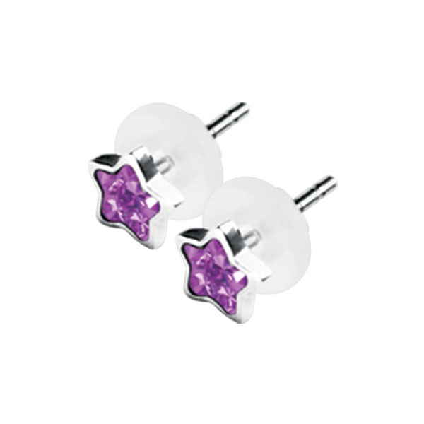 VIOLET STAR SHAPE CRYSTAL CLUSTER EAR STUDS - KS-EAR-05