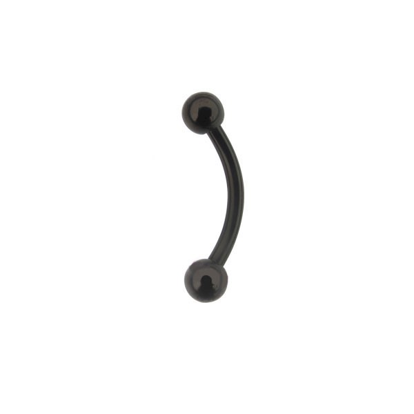BLACK TITANIUM CURVED PIERCING BARBELL - 1.6mm